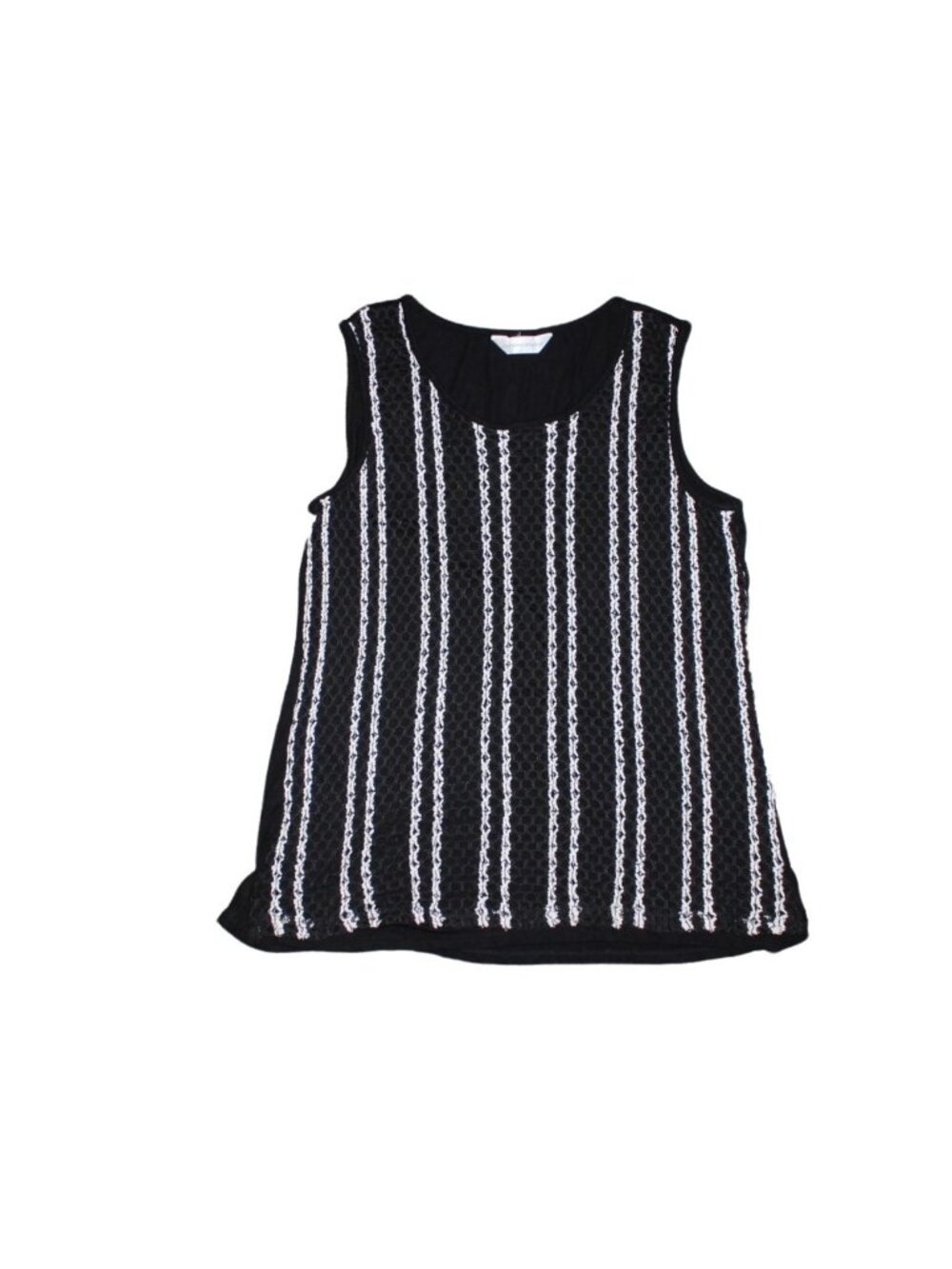 Christopher & Banks Womens Crochet Overlay Tank Top-Black/White-Size Large-GUC